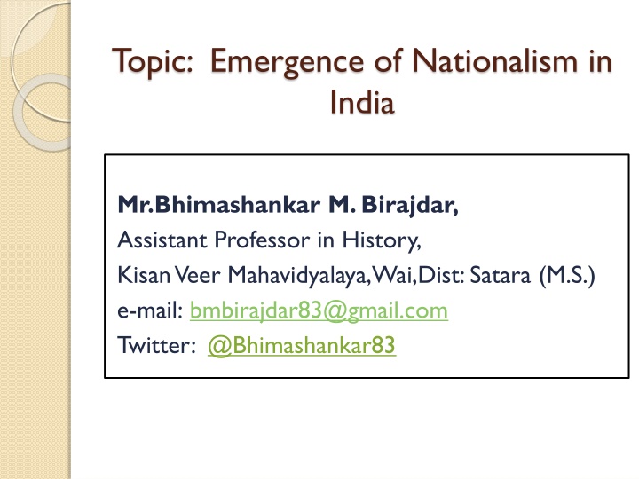 topic emergence of nationalism in india