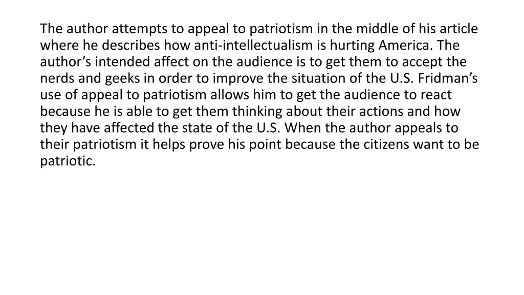 the author attempts to appeal to patriotism