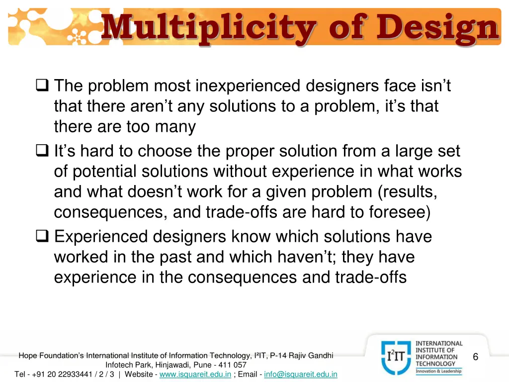 multiplicity of design