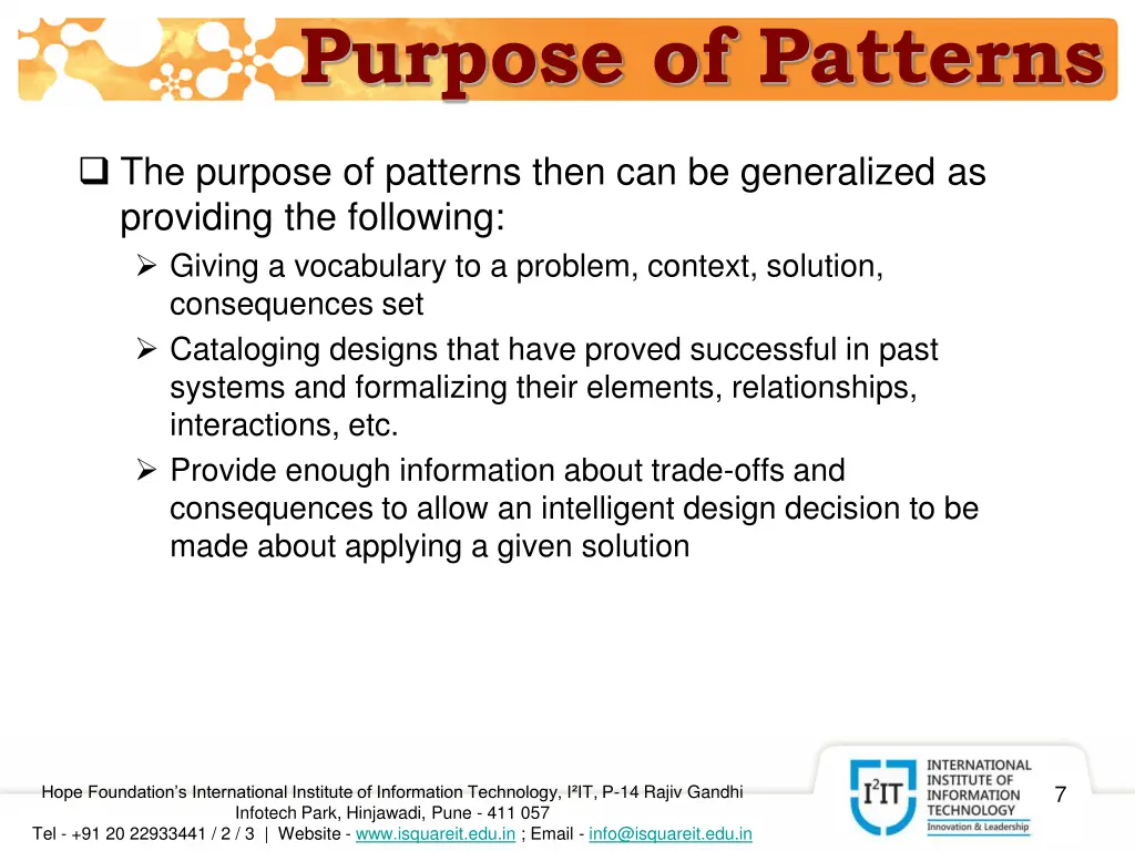 purpose of patterns