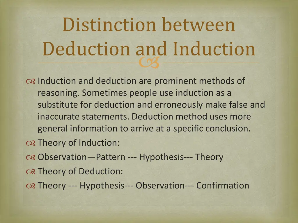 distinction between deduction and induction