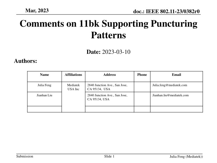 mar 2023 comments on 11bk supporting puncturing