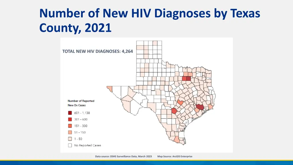 number of new hiv diagnoses by texas county 2021