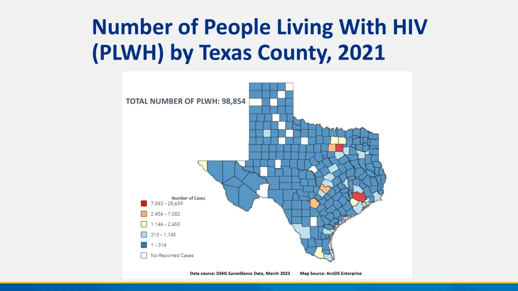 number of people living with hiv plwh by texas