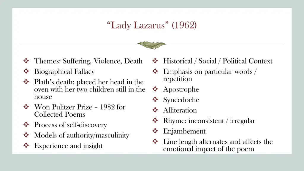 lady lazarus 1962