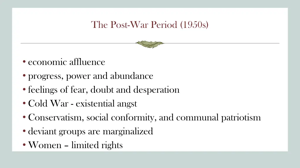 the post war period 1950s