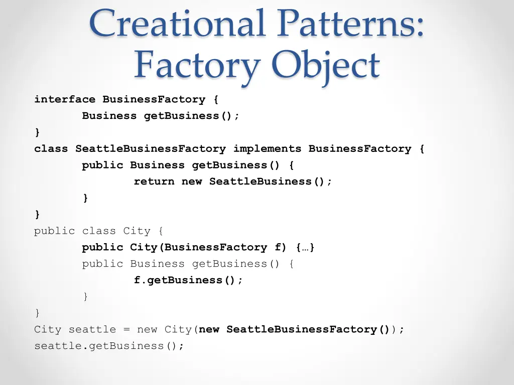 creational patterns factory object interface