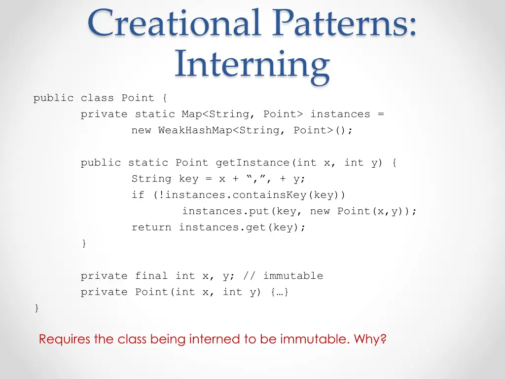 creational patterns interning public class point 1