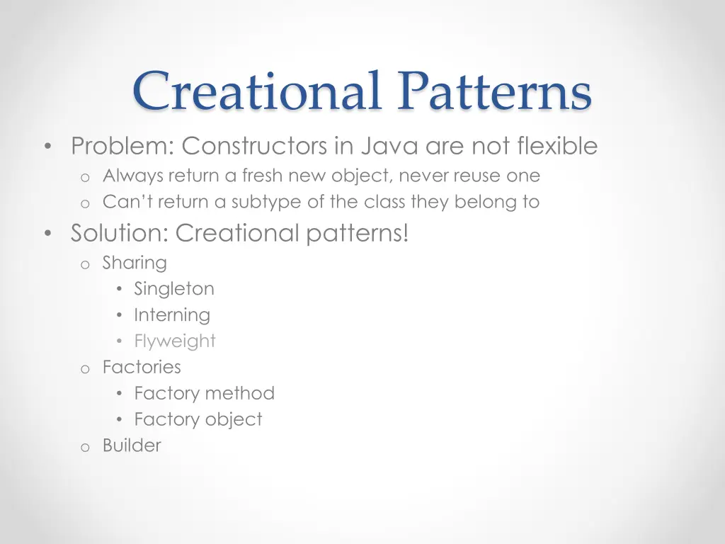 creational patterns problem constructors in java