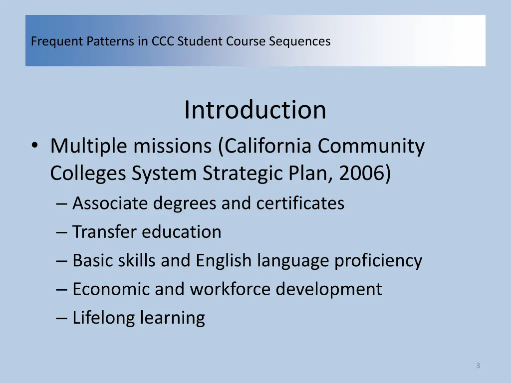 frequent patterns in ccc student course sequences 1