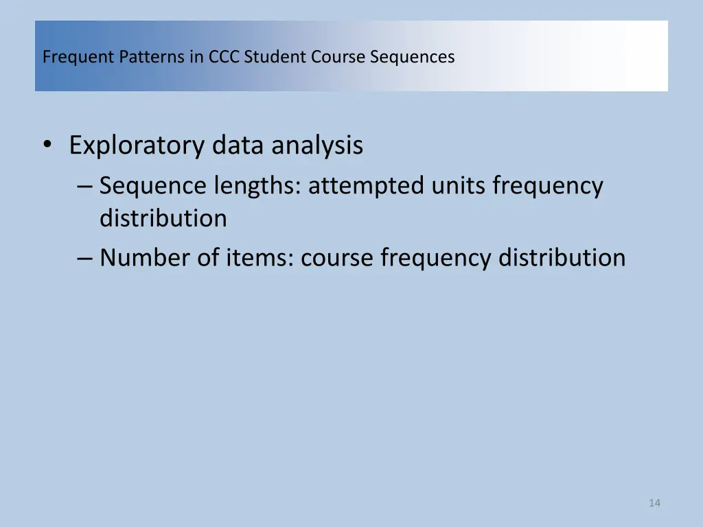 frequent patterns in ccc student course sequences 12
