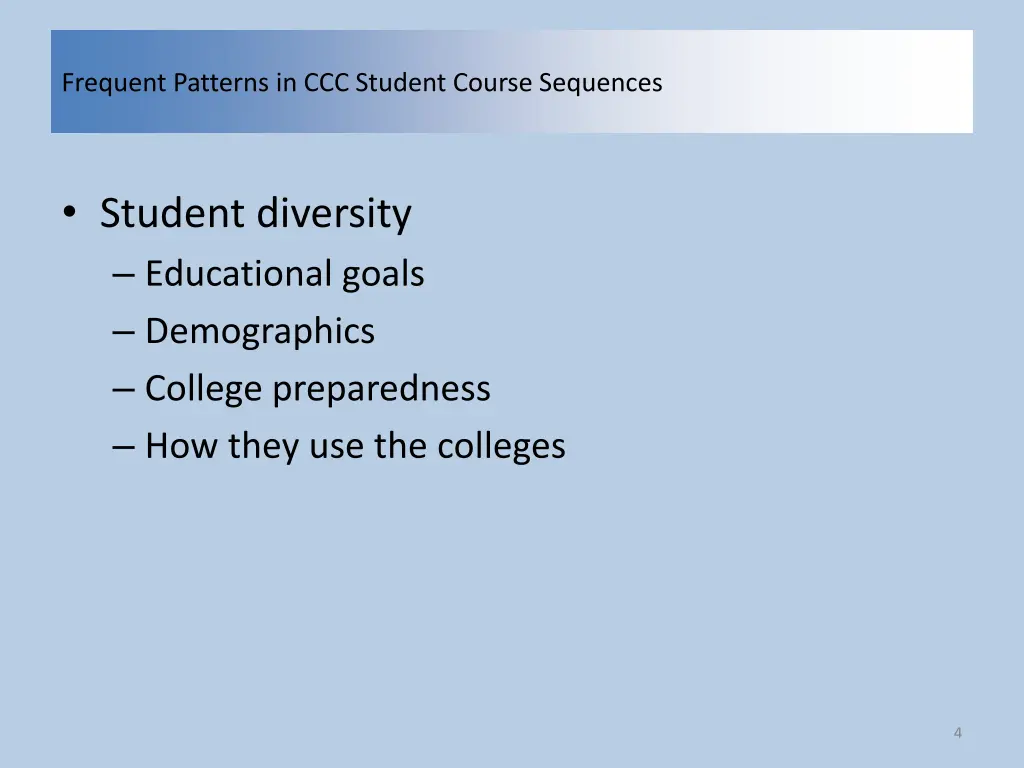frequent patterns in ccc student course sequences 2