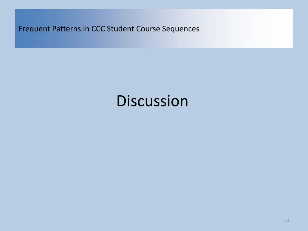 frequent patterns in ccc student course sequences 22