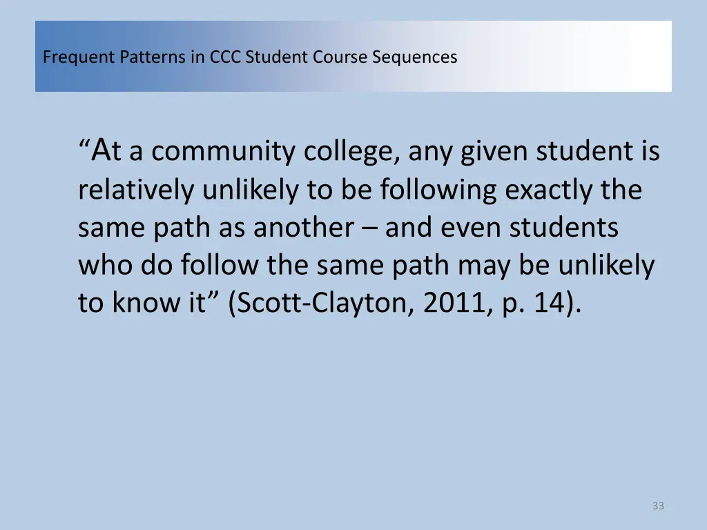 frequent patterns in ccc student course sequences 31