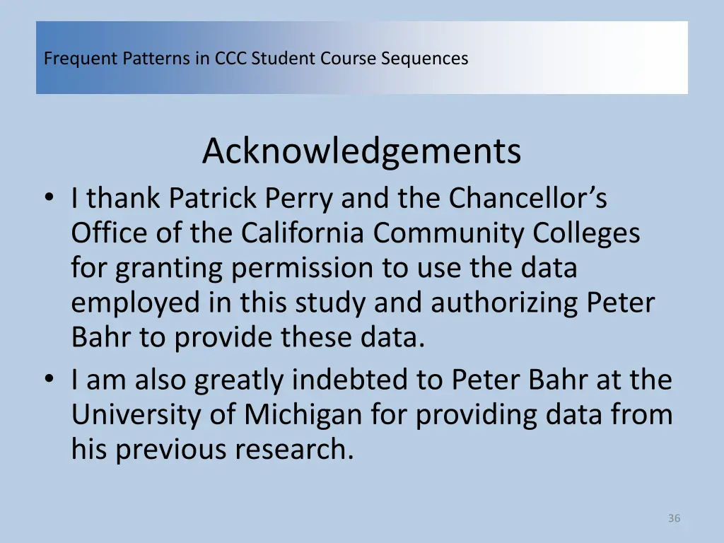 frequent patterns in ccc student course sequences 34