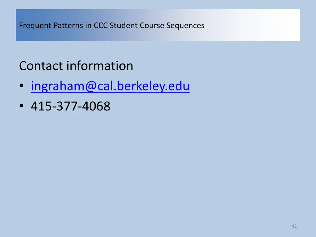 frequent patterns in ccc student course sequences 39