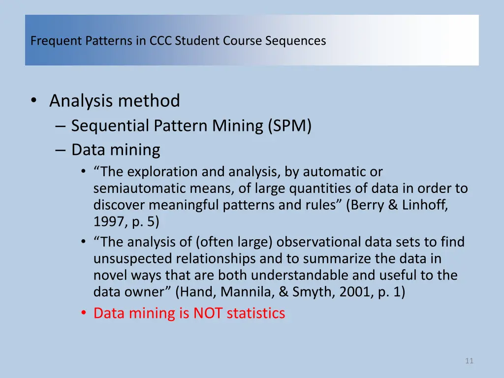 frequent patterns in ccc student course sequences 9