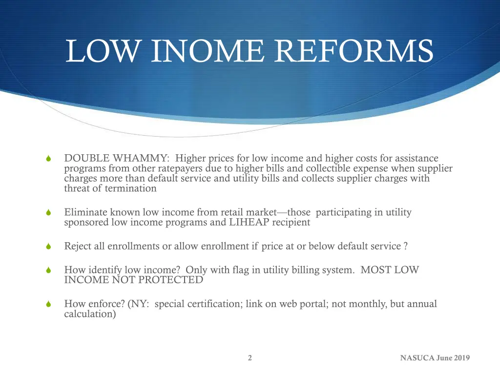 low inome reforms