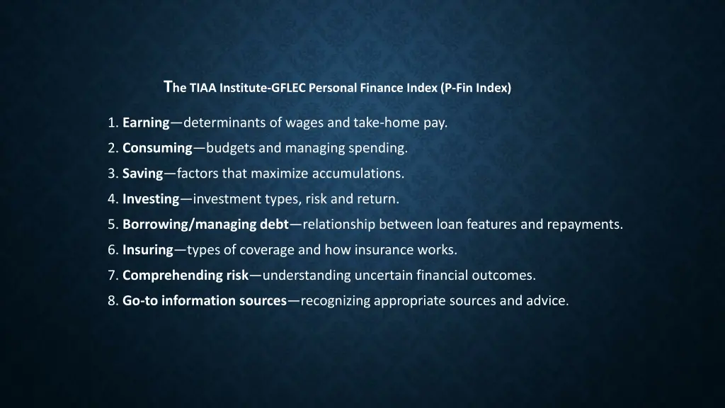 t he tiaa institute gflec personal finance index
