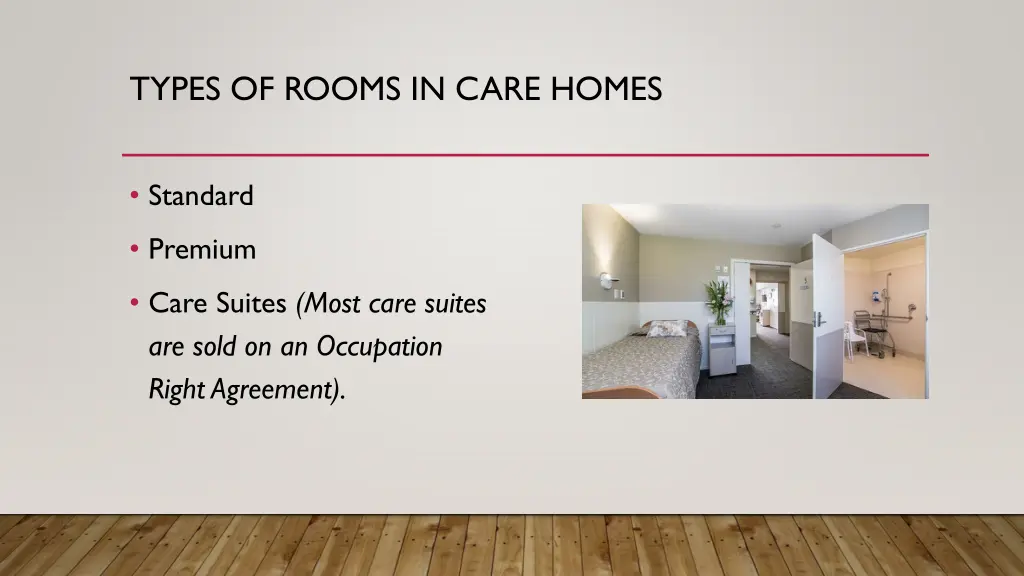 types of rooms in care homes