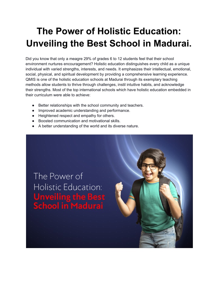 the power of holistic education unveiling