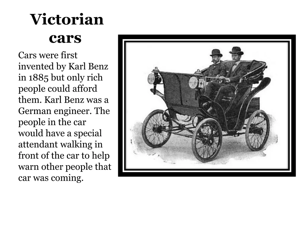 victorian cars cars were first invented by karl