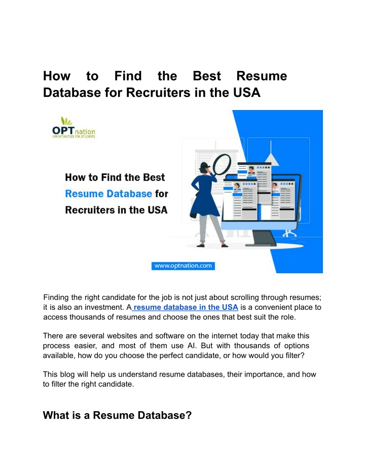 how database for recruiters in the usa