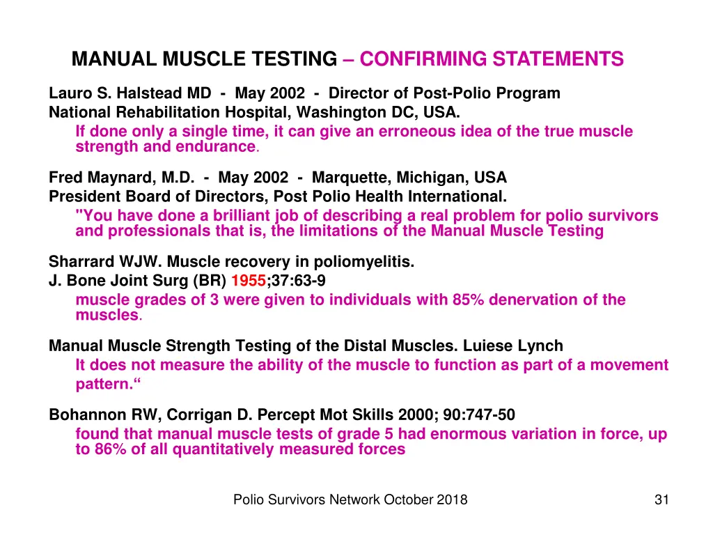 manual muscle testing confirming statements