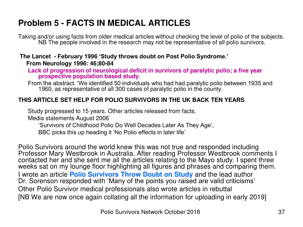 problem 5 facts in medical articles