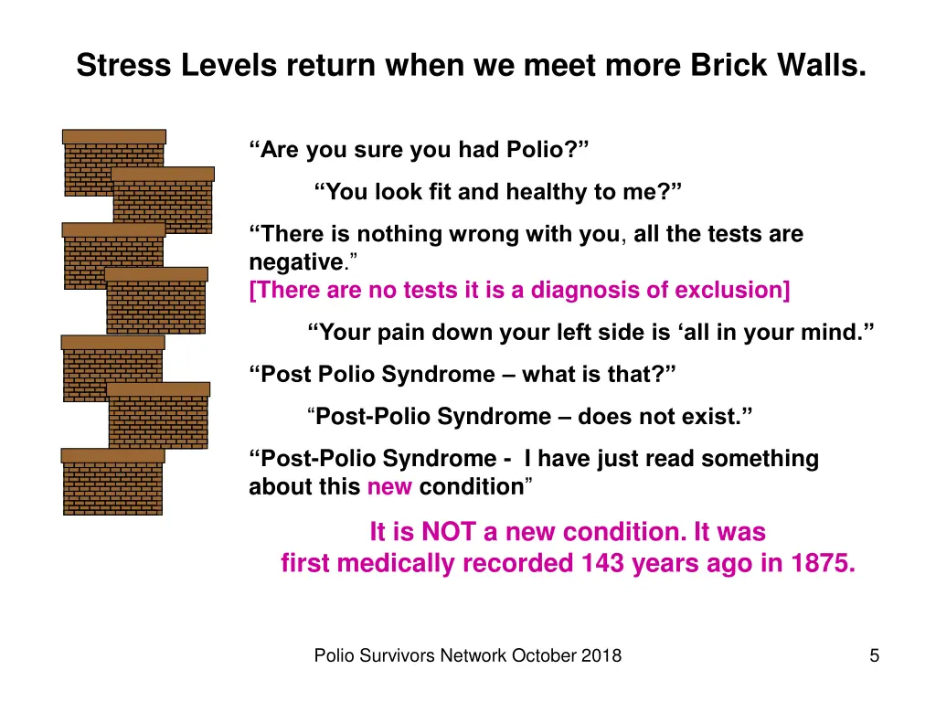 stress levels return when we meet more brick walls