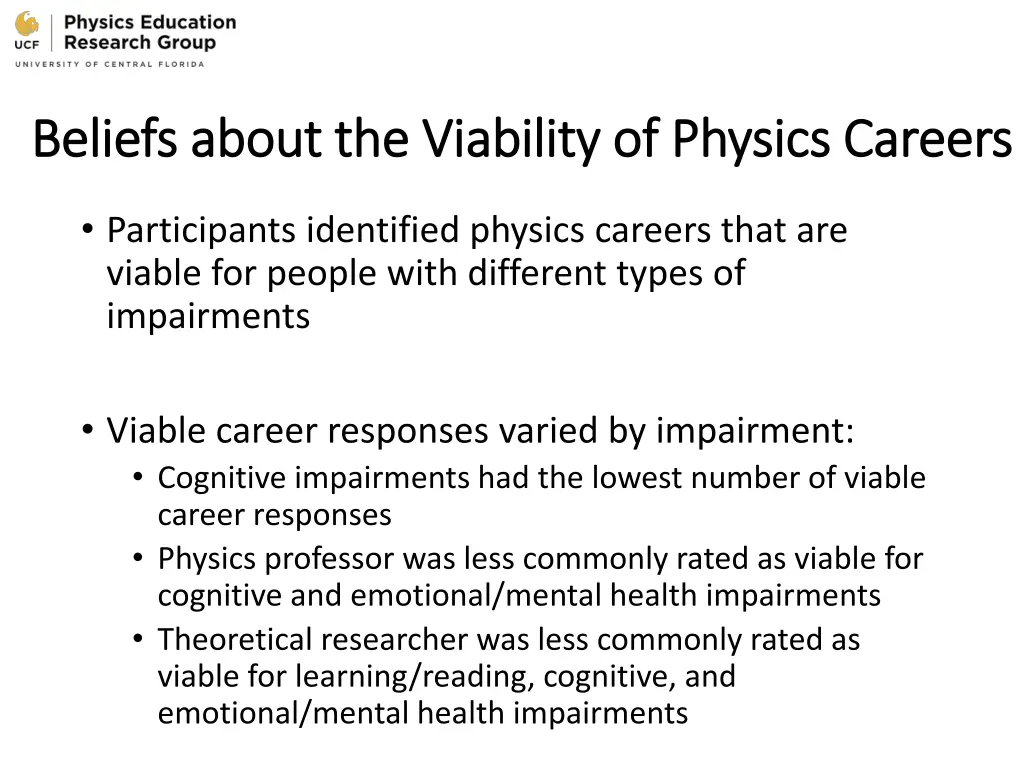 beliefs about the viability of physics careers