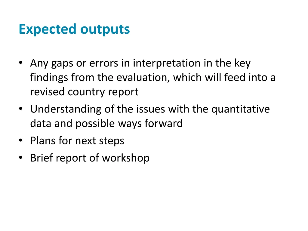 expected outputs