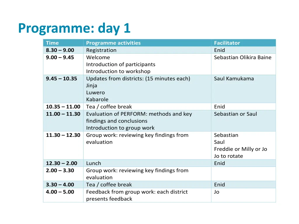 programme day 1
