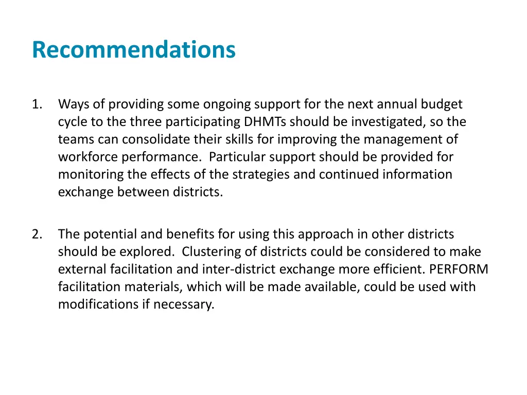 recommendations