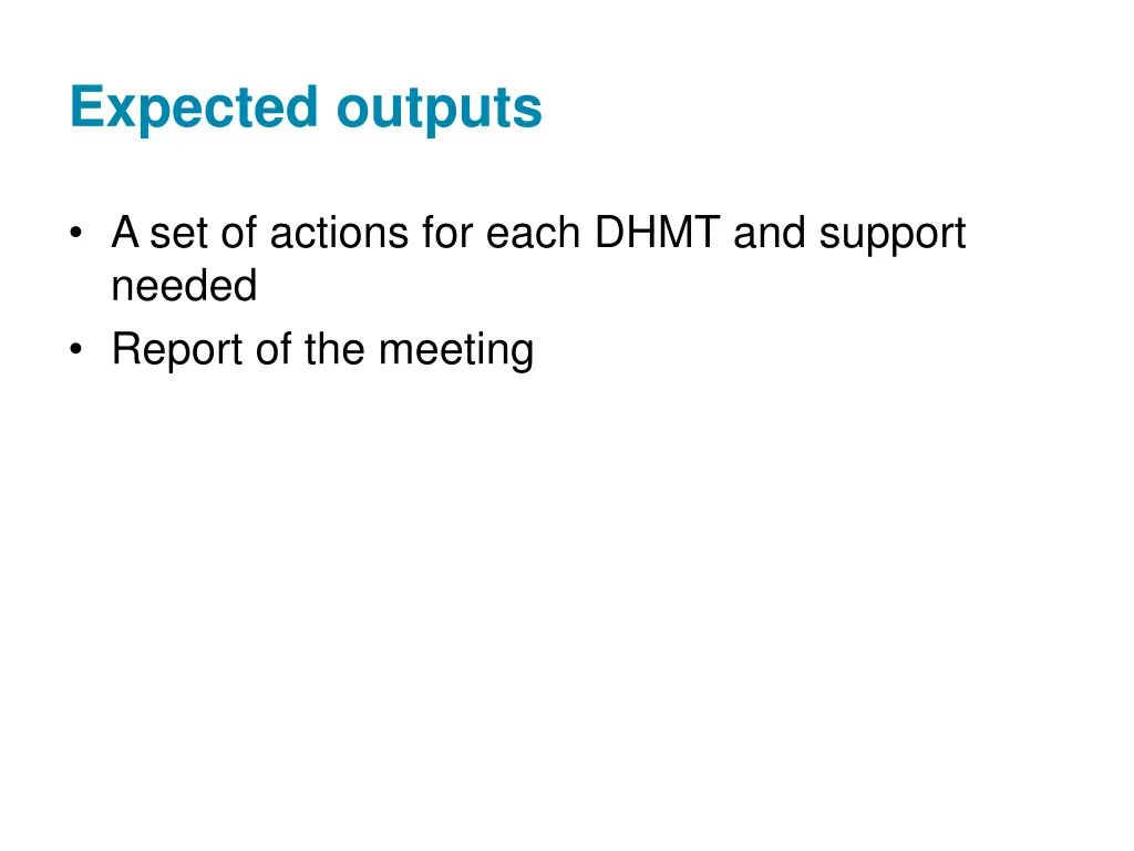 expected outputs