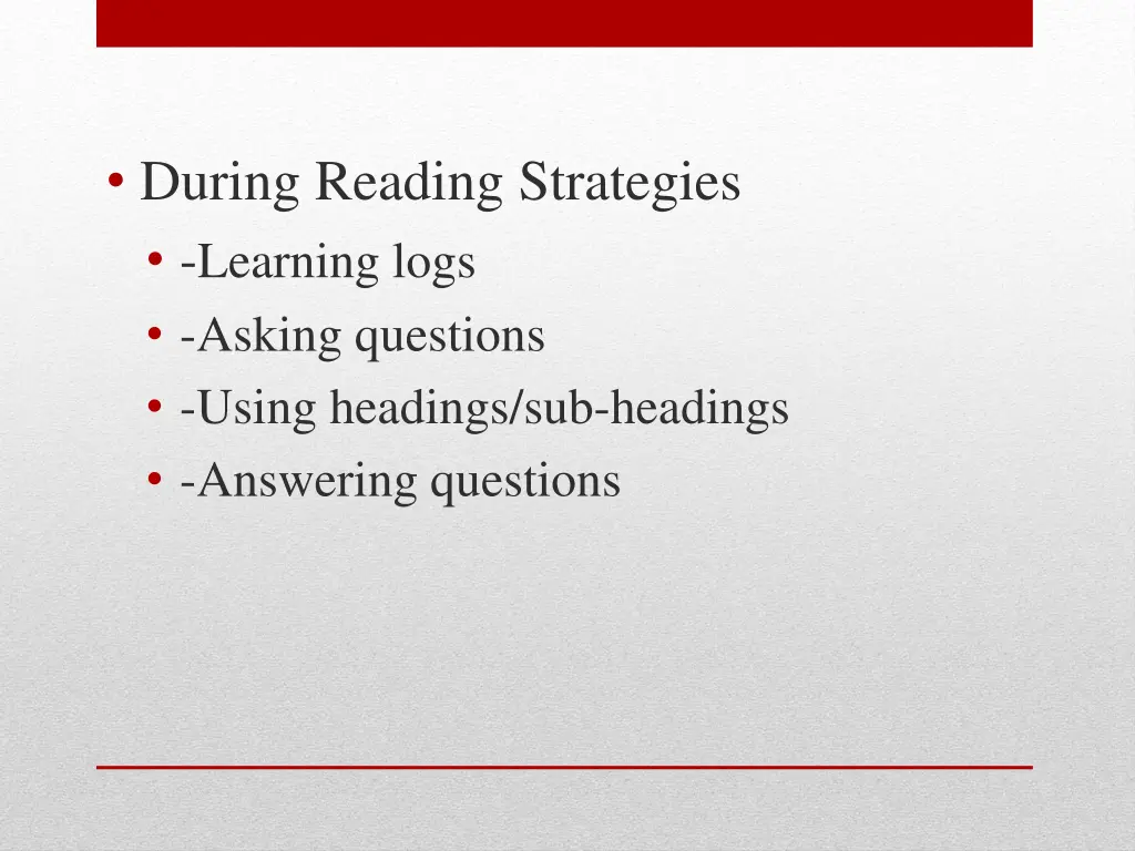 during reading strategies learning logs asking