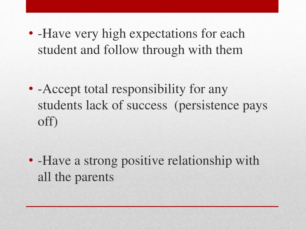 have very high expectations for each student