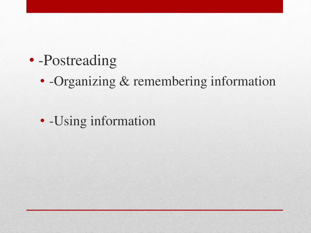 postreading organizing remembering information