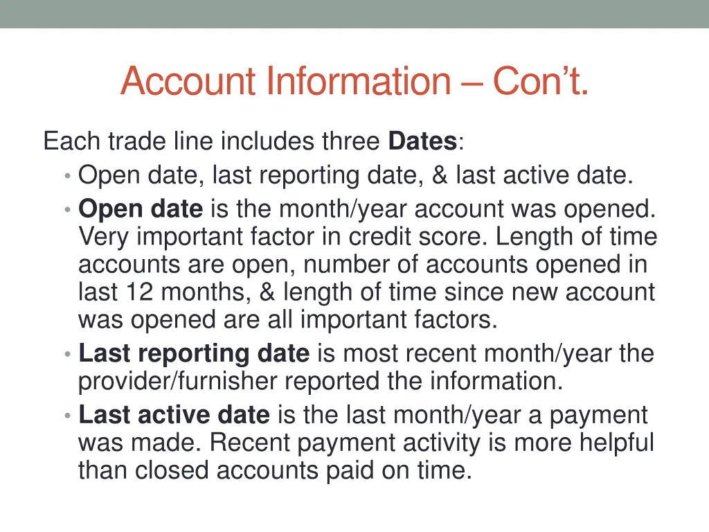 account information con t 1