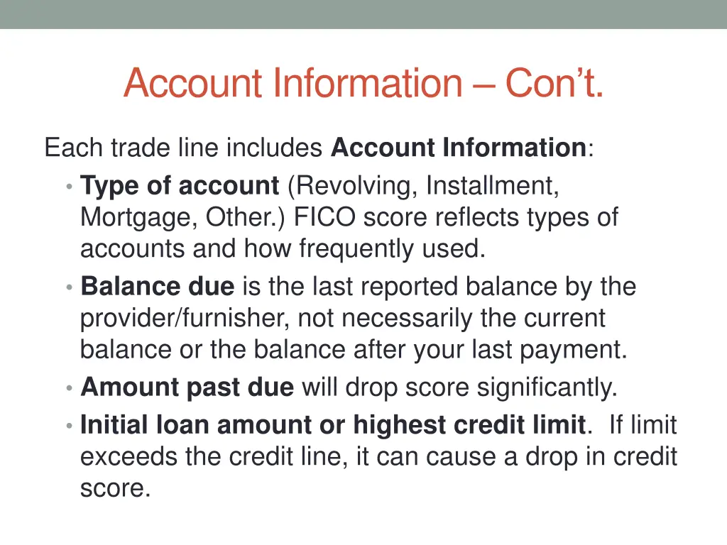 account information con t 2