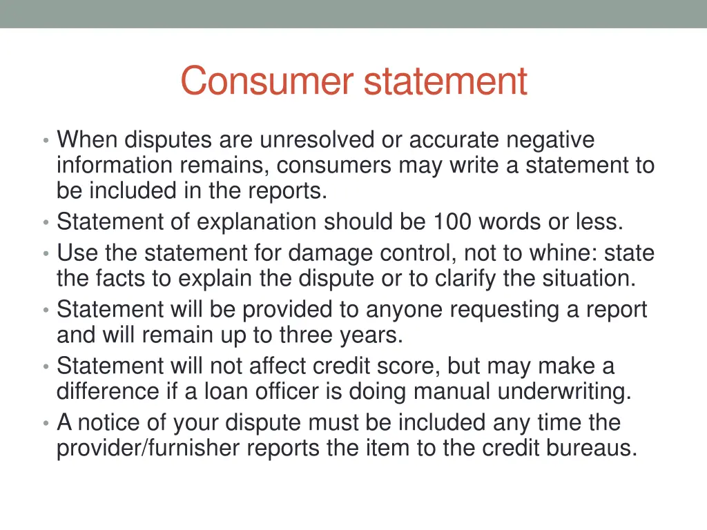 consumer statement