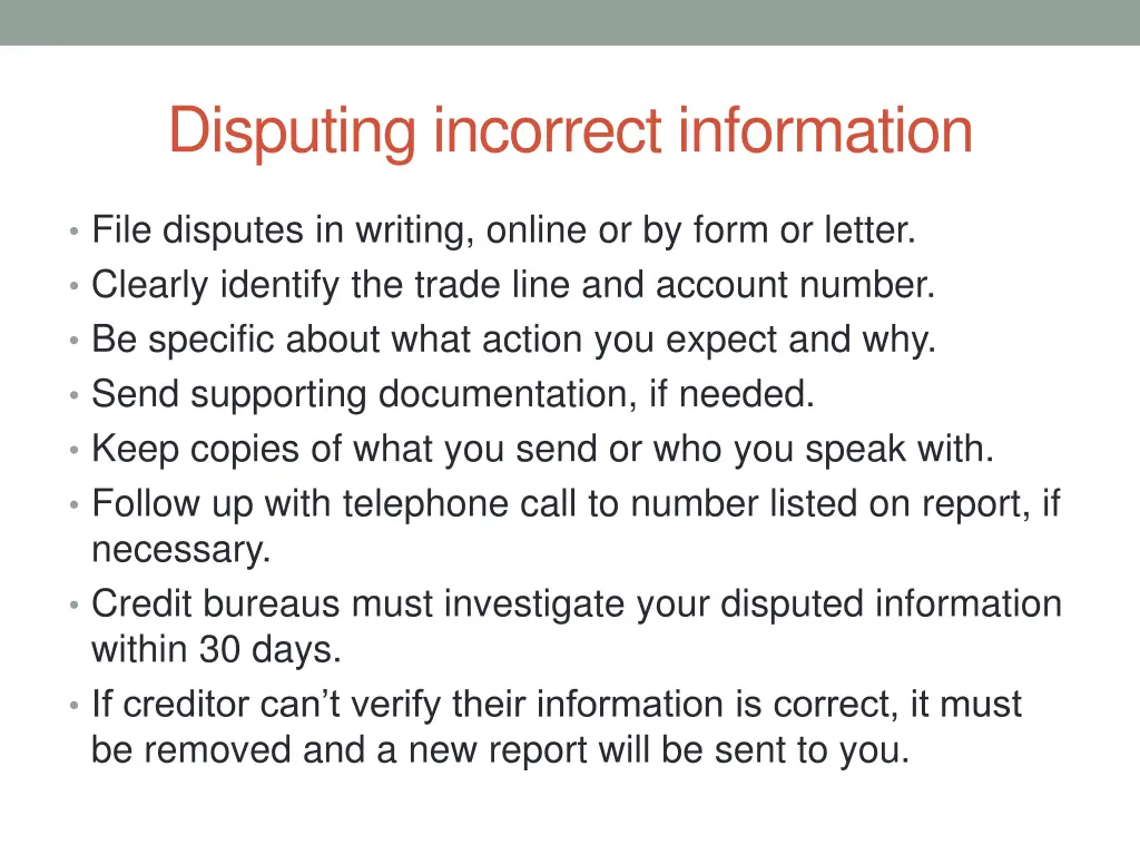 disputing incorrect information