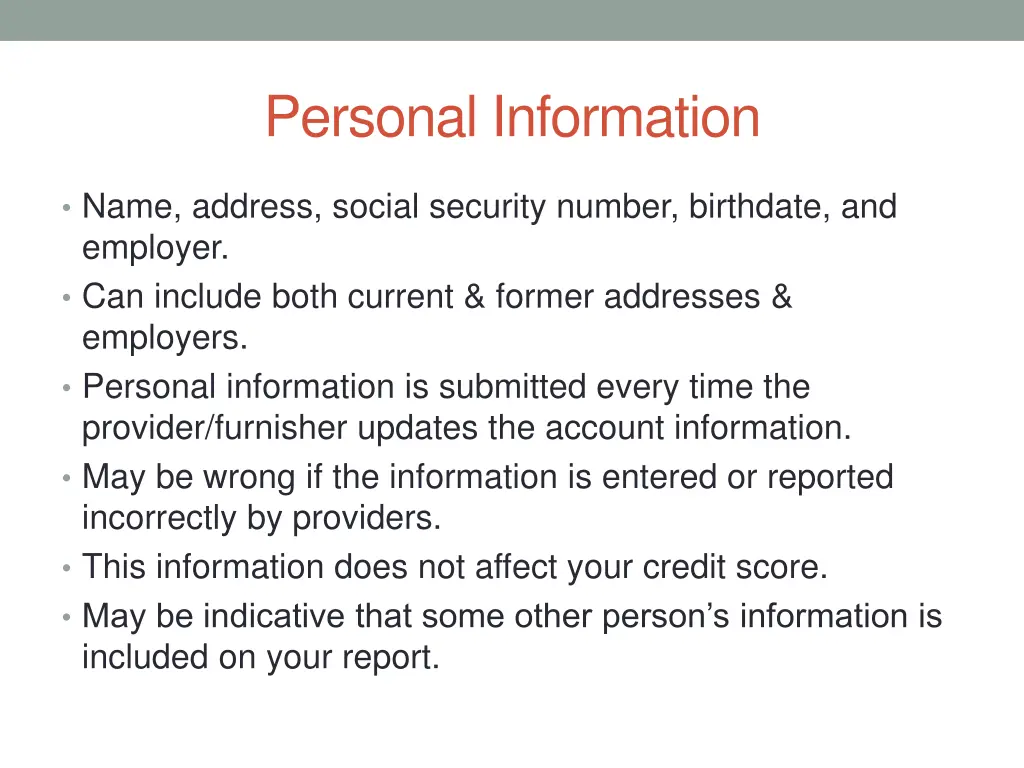 personal information