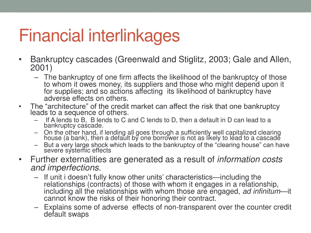 financial interlinkages