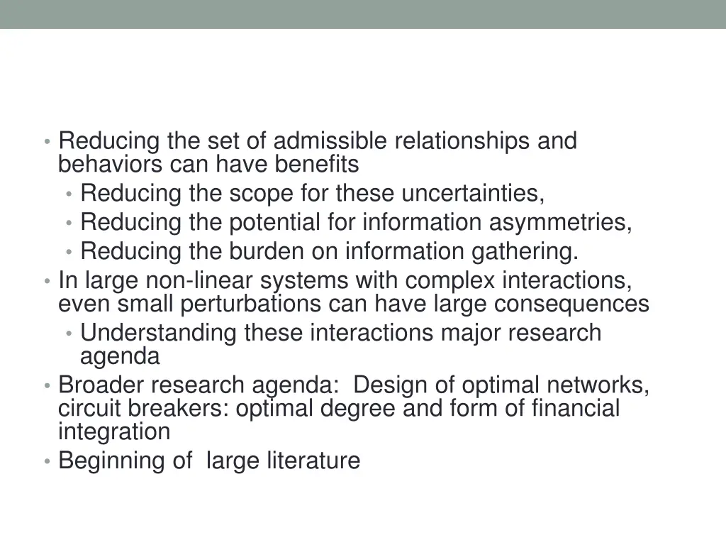 reducing the set of admissible relationships