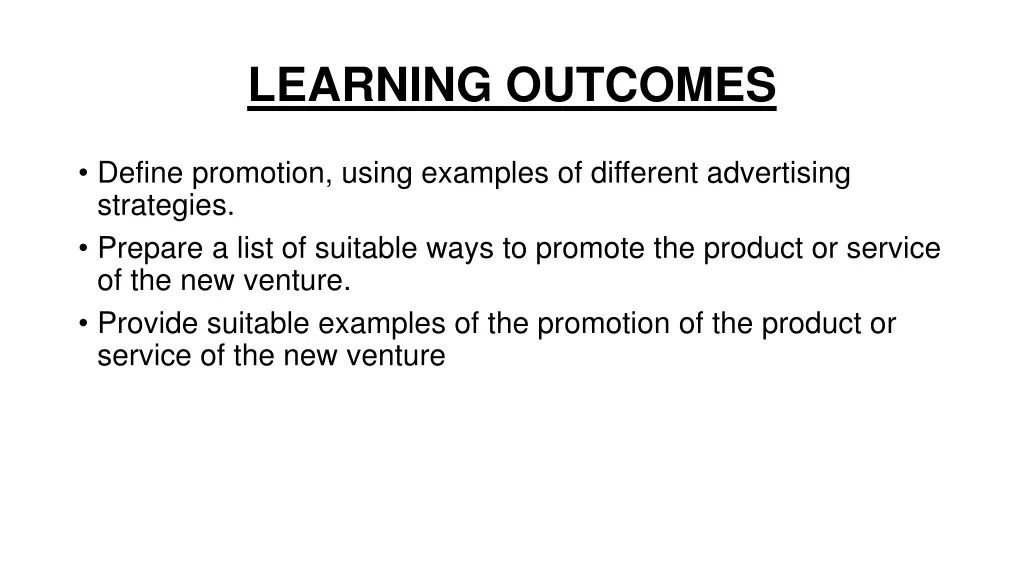 learning outcomes
