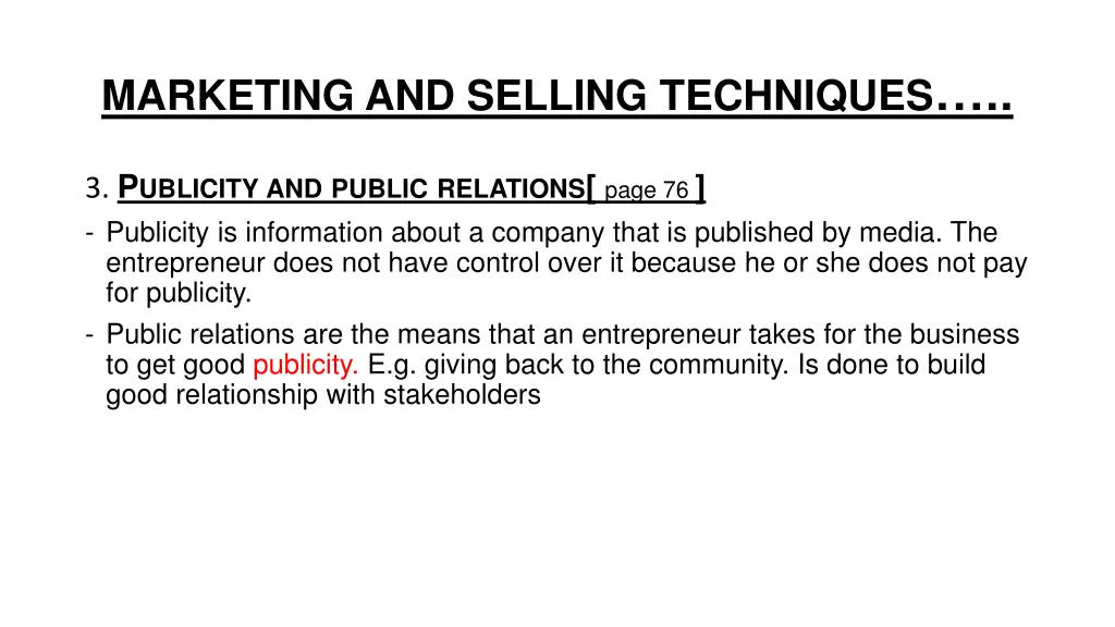 marketing and selling techniques 1