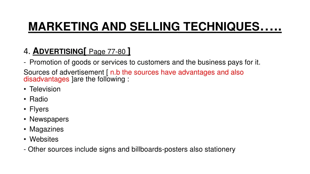 marketing and selling techniques 2