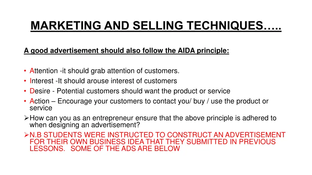 marketing and selling techniques 4