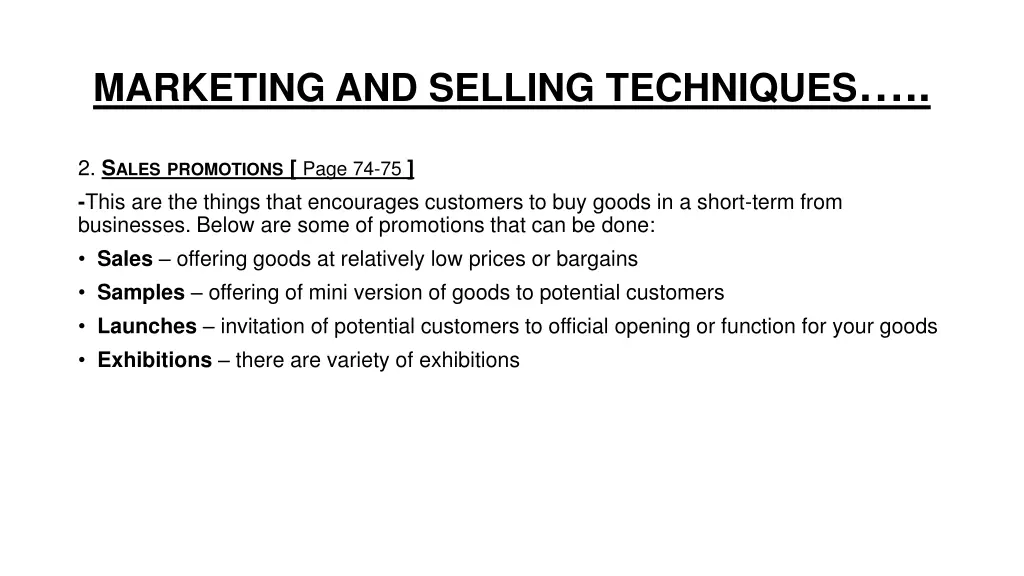 marketing and selling techniques